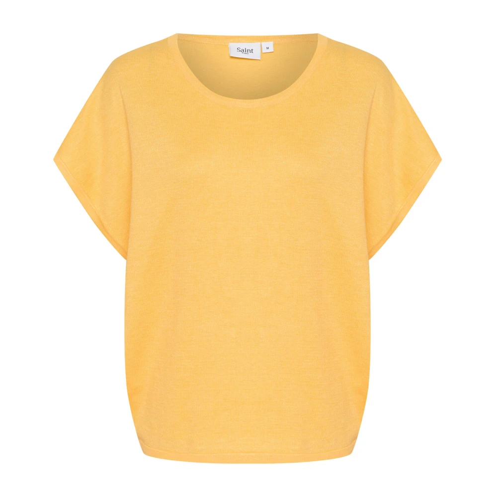 Saint Tropez Relaxed Fit Gebreide Trui Yarrow Melange Orange Dames
