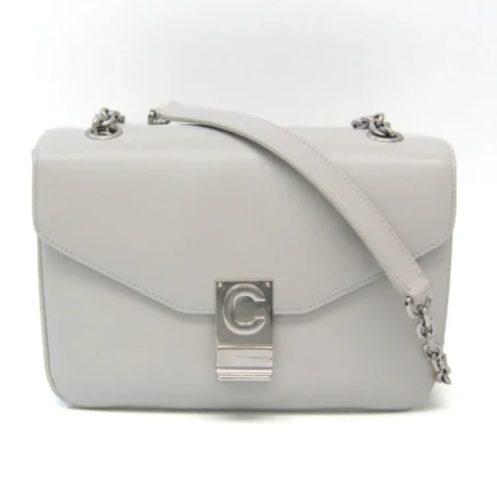 Celine Vintage Pre-owned Leather shoulder-bags Gray Dames