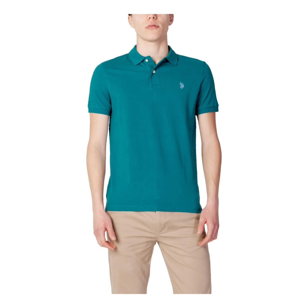 U.s. Polo Assn. Men's Blue Plain Polo Button Fastening 100% Cotton
