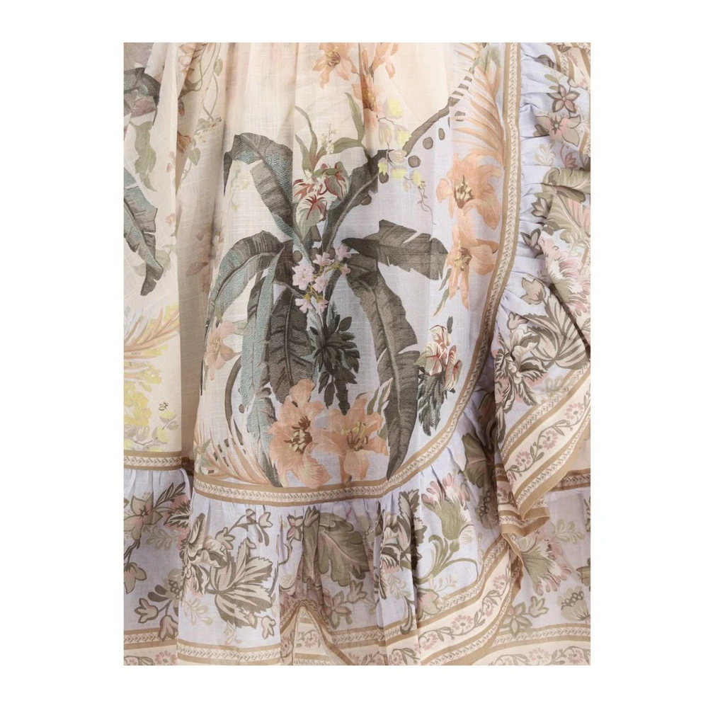 Zimmermann Bloemen Wrap Mini Jurk met Pofzoom Multicolor Dames