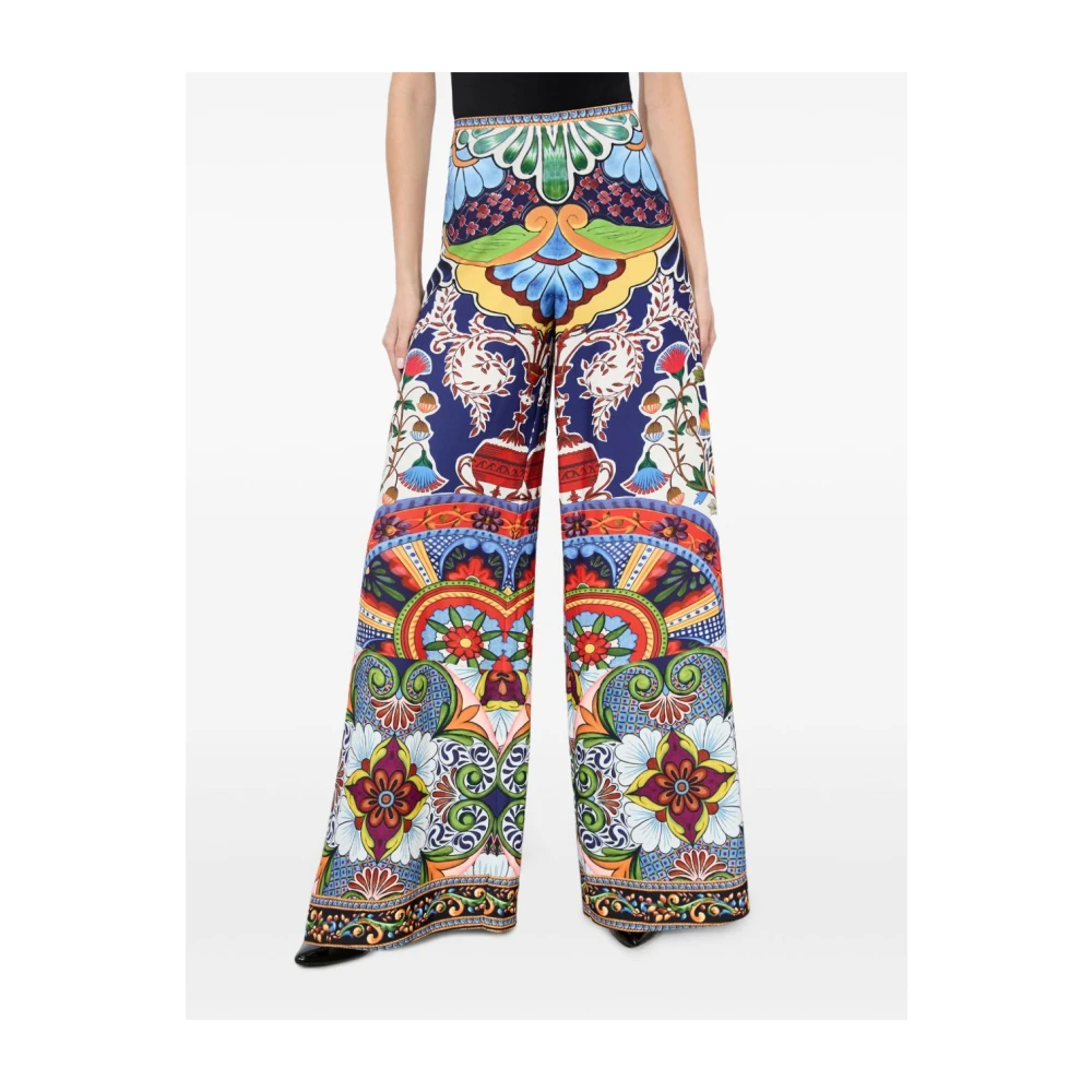 alice + olivia Multikleur Wijde Pijp Broek met Rits Multicolor Dames