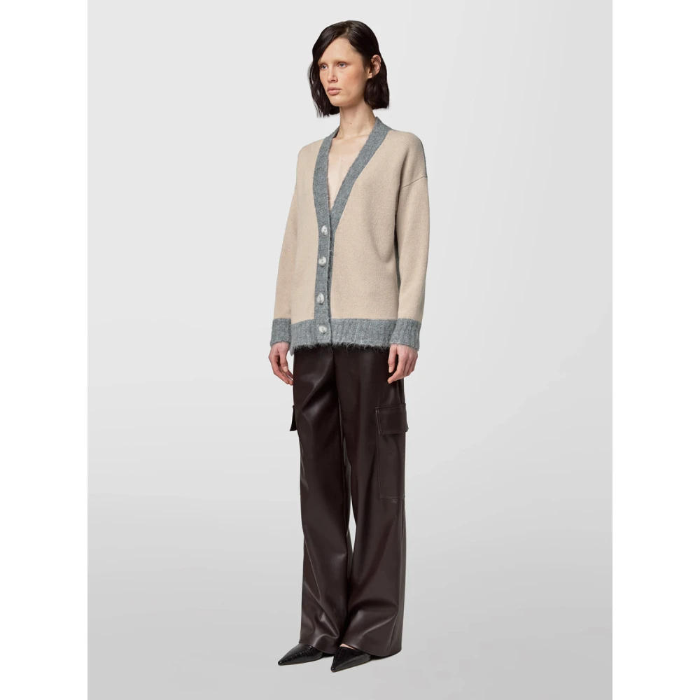 Alpha Studio Contrast Bicolor Vest Beige Dames
