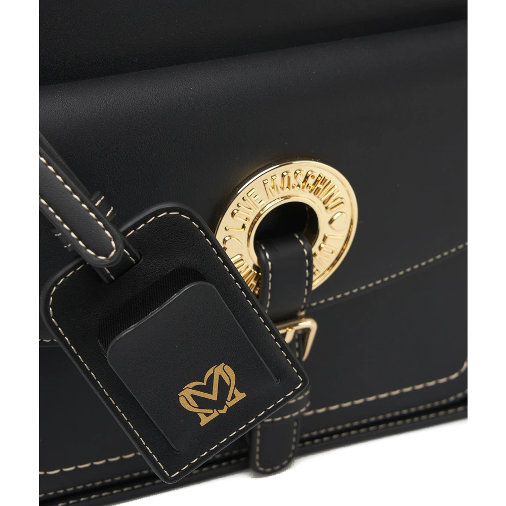 Love Moschino Zwarte Schoudertas Stijlvol Logo Sluiting Black Dames