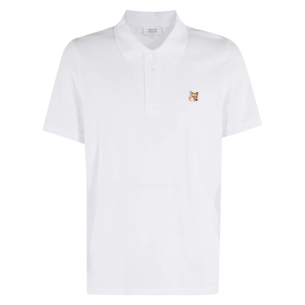 Maison Kitsuné Fox Head Patch Polo Shirt White Heren