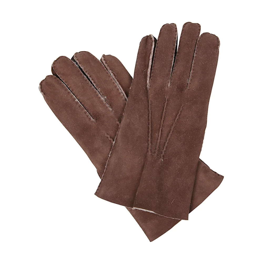 Eleventy Handgemaakte Shearling Handschoenen Brown Unisex