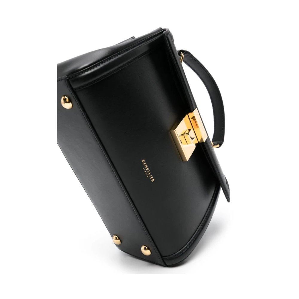 DeMellier Zwarte leren schoudertas met logo Black Dames