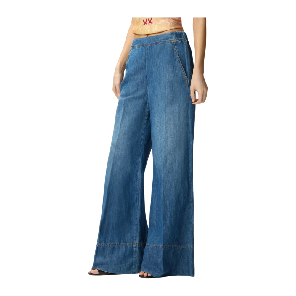 Pinko Women's Blue Wide Jeans, 3XS, Spiaggia Pantalone