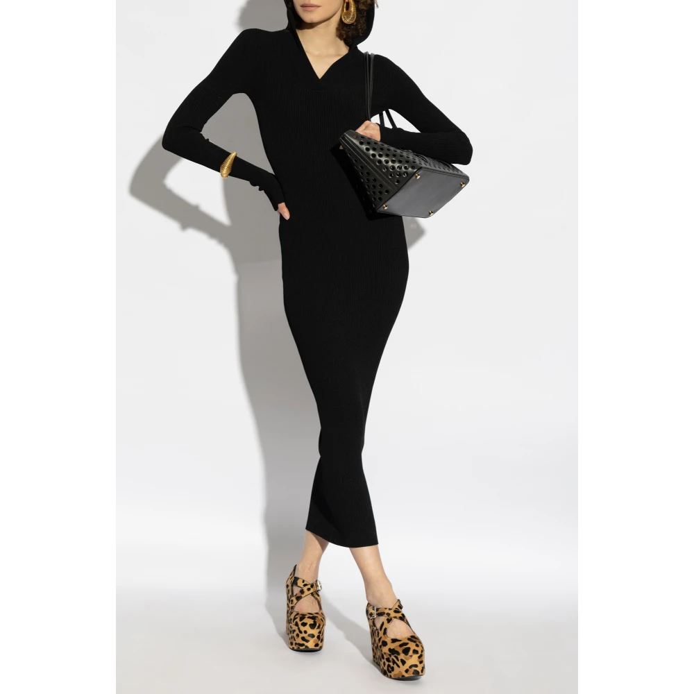 Alaïa Geribbelde Jurk Black Dames