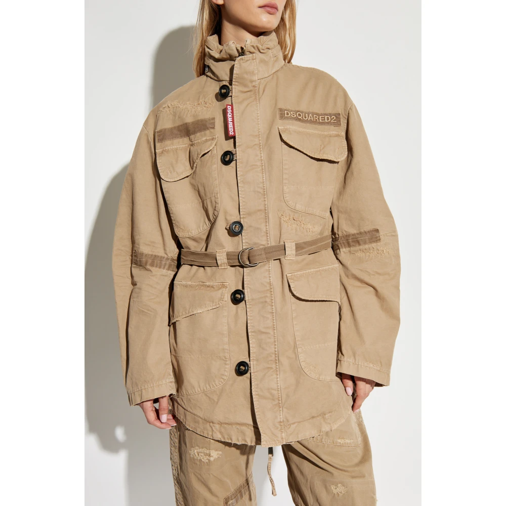 Dsquared2 Jas met logo Beige Dames