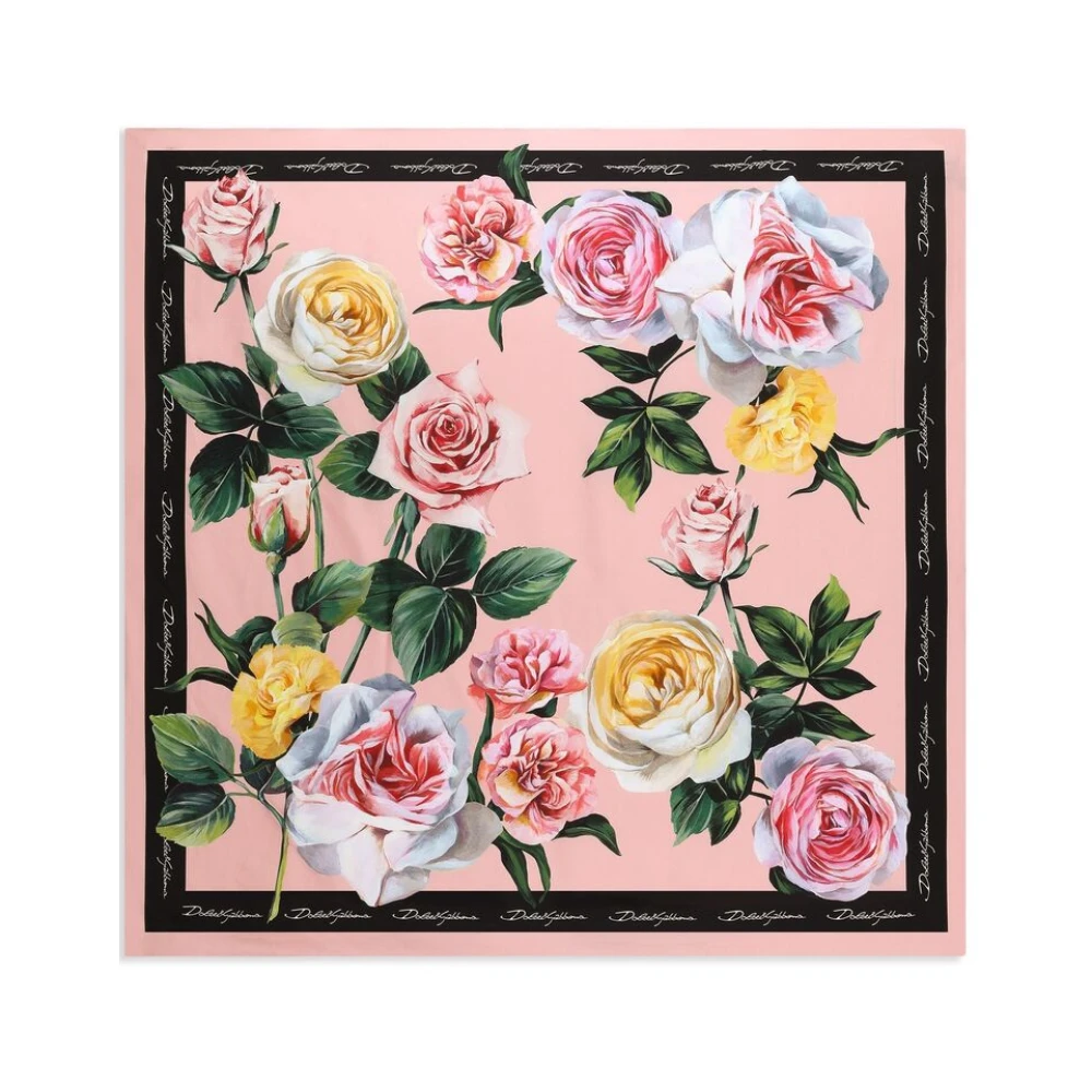 Dolce & Gabbana Rose Pink Logo Trim Scarf Pink, Dam