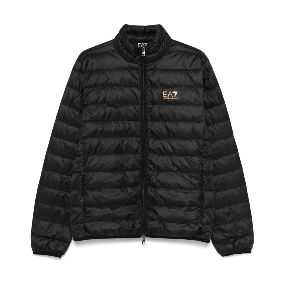 Emporio Armani Ea7 Men's Black Zip-Front Coat With Pockets