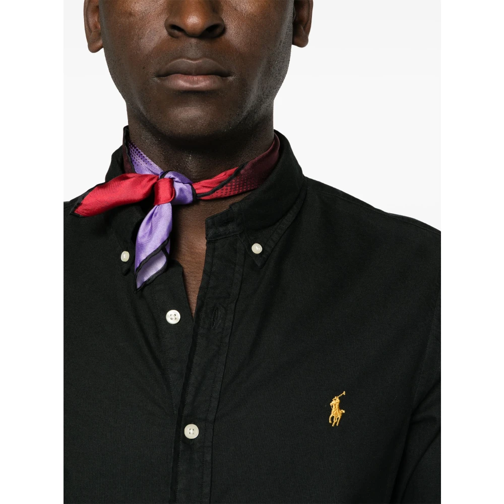 Polo Ralph Lauren Katoenen Geborduurd Oxford Overhemd Black Heren