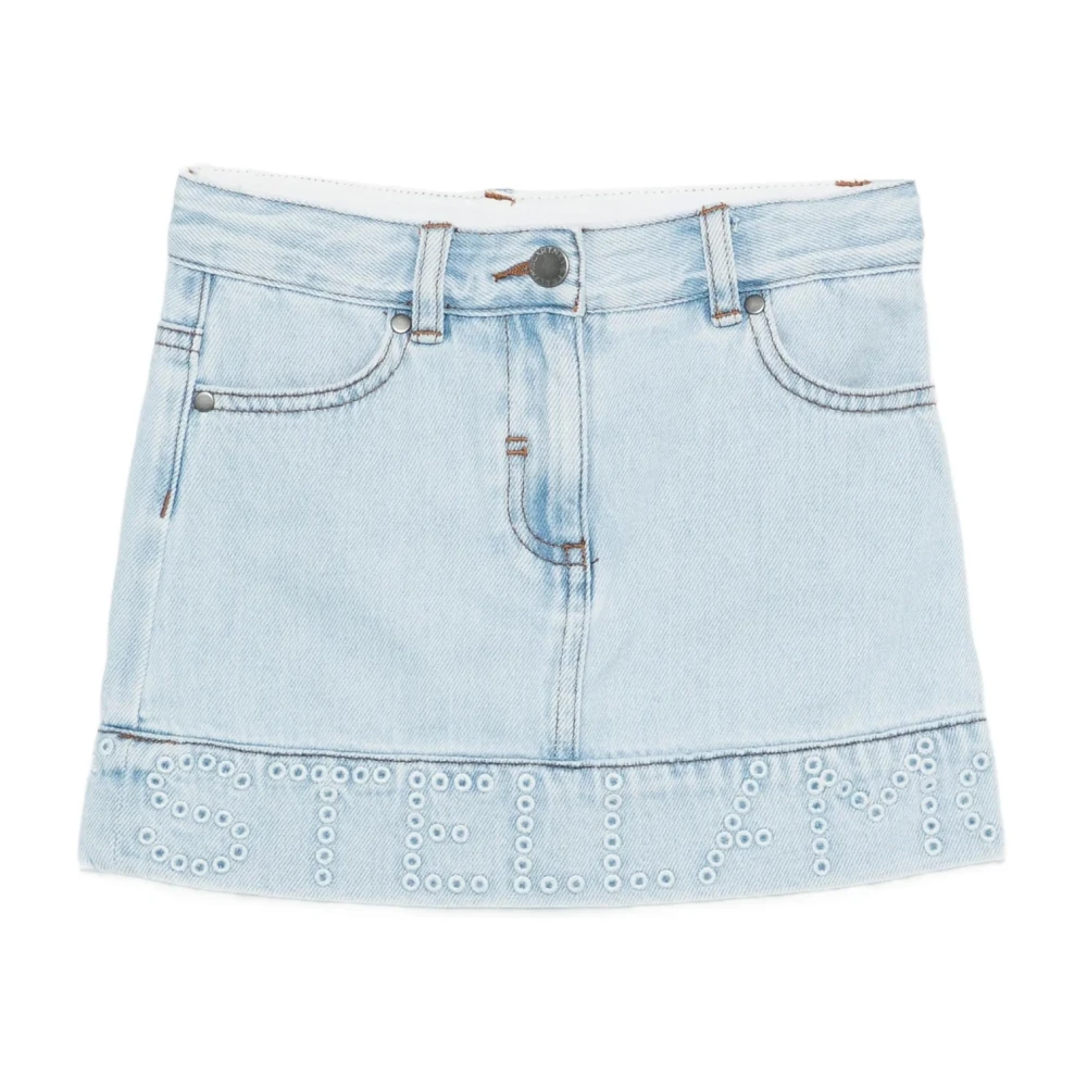 Stella Mccartney Unisex Kids Blue Kids Skirts, 8 Y, Gonna Con Occhielli Tasche Passanti Per Cintura