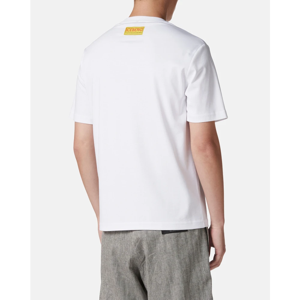 Iceberg Wit Regular Fit T-shirt van Interlock-stof White Heren