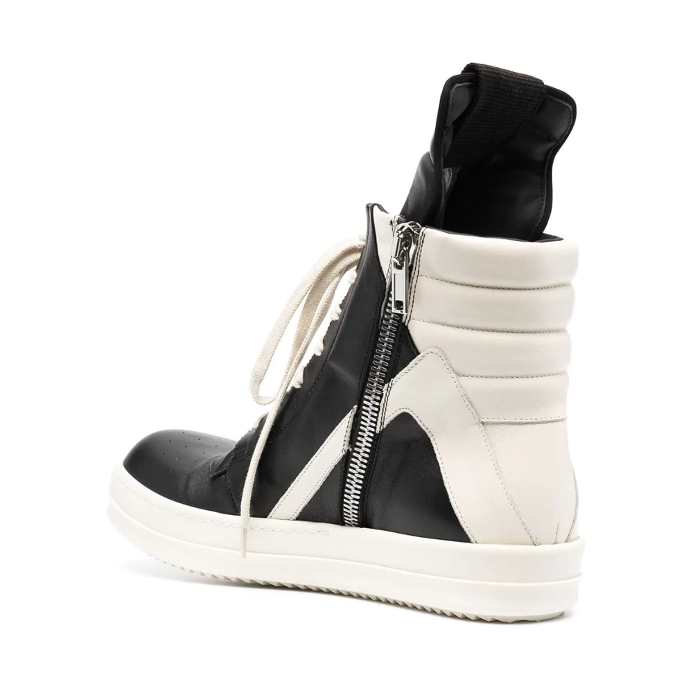 Rick Owens Zwarte Leren Hoge Top Sneakers Black Heren