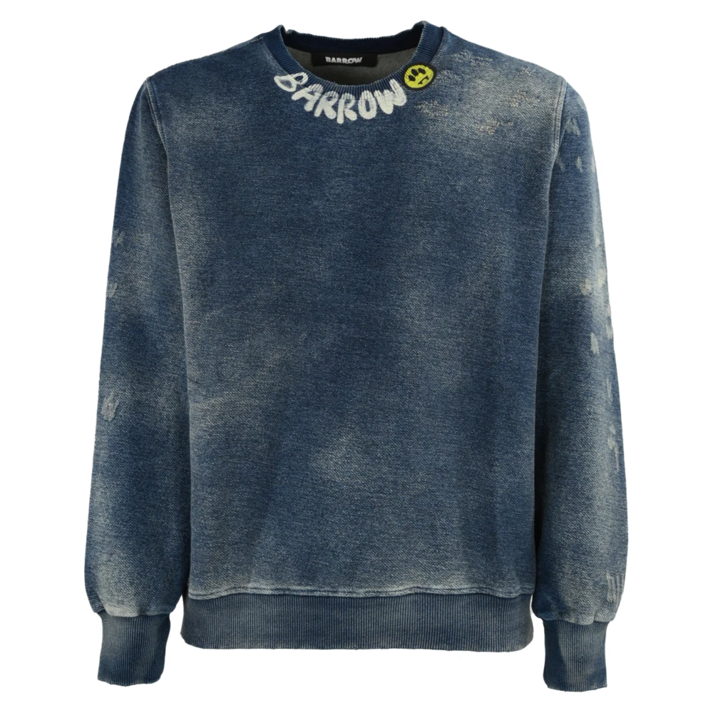 Barrow Katoenen Unisex Sweater met Ribdetails Blue Heren
