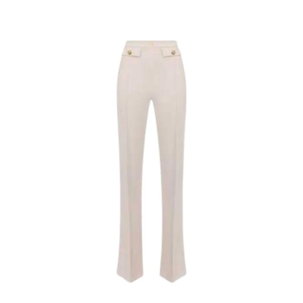 Elisabetta Franchi Wijde Crème Broek met Zakken Pink Dames