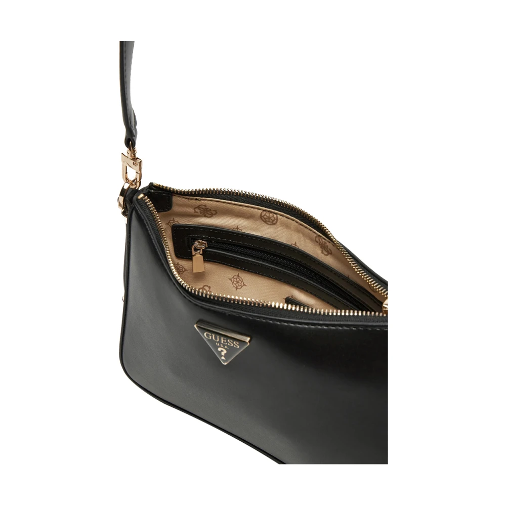 Guess Zwarte schoudertas met gouden details Black Dames