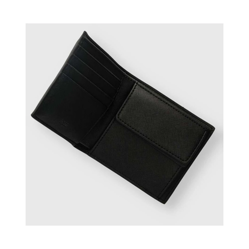 Hugo Boss Zwarte leren portemonnee met logo Black Heren