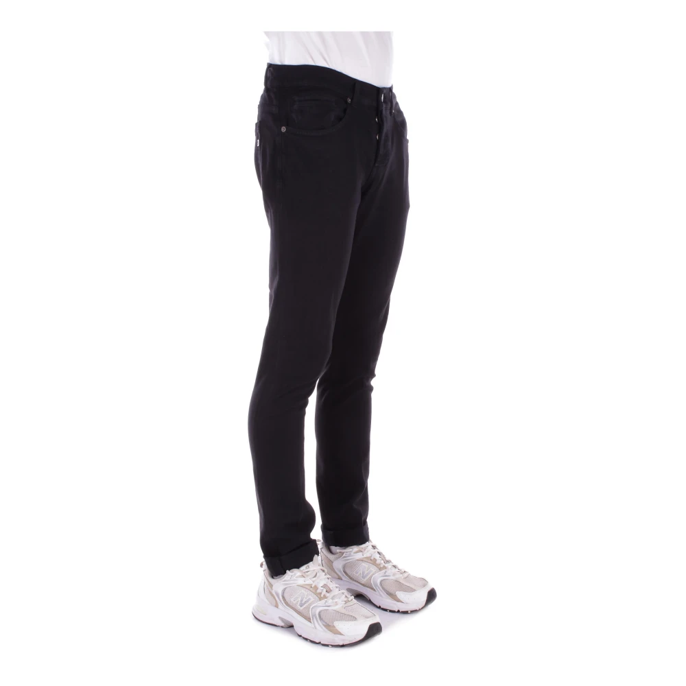 Dondup Zwarte Logo Broek met Knopen Black Heren