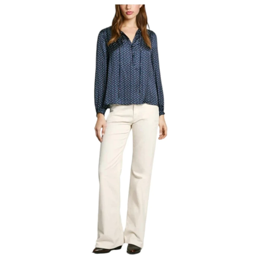 Pepe Jeans Satijnen Polka Dot Blouse Blue Dames