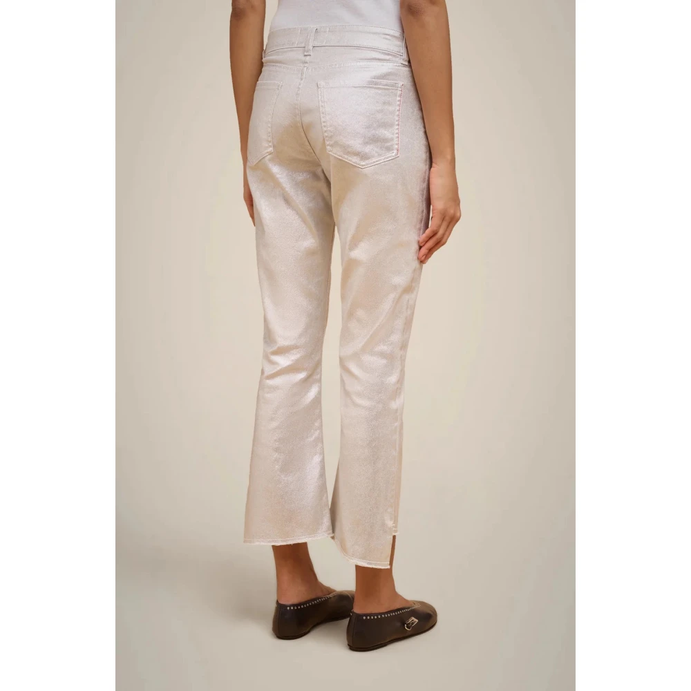 Liviana Conti Gelamineerde Flared Jeans met Franjes Gray Dames