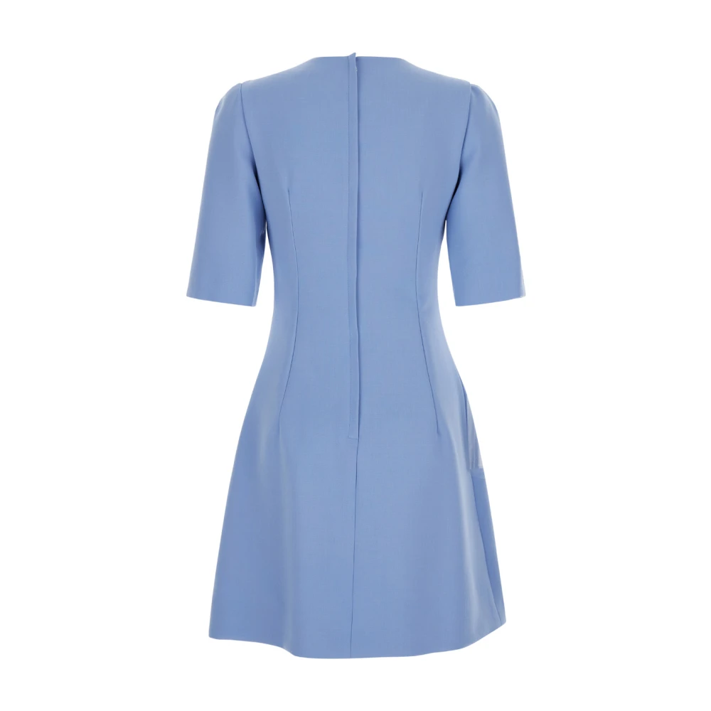 Dolce & Gabbana Elegante Midi Jurk met Korte Mouwen Blue Dames