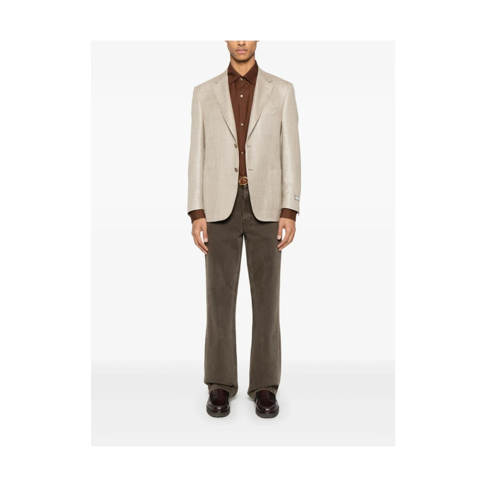 Canali Beige Knoopjas met Zakken Beige Heren