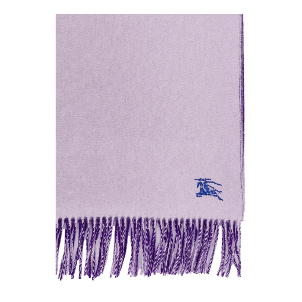Burberry Paarse Sjaal met Raffelige Profielen en Iconisch Logo Borduursel Purple Heren