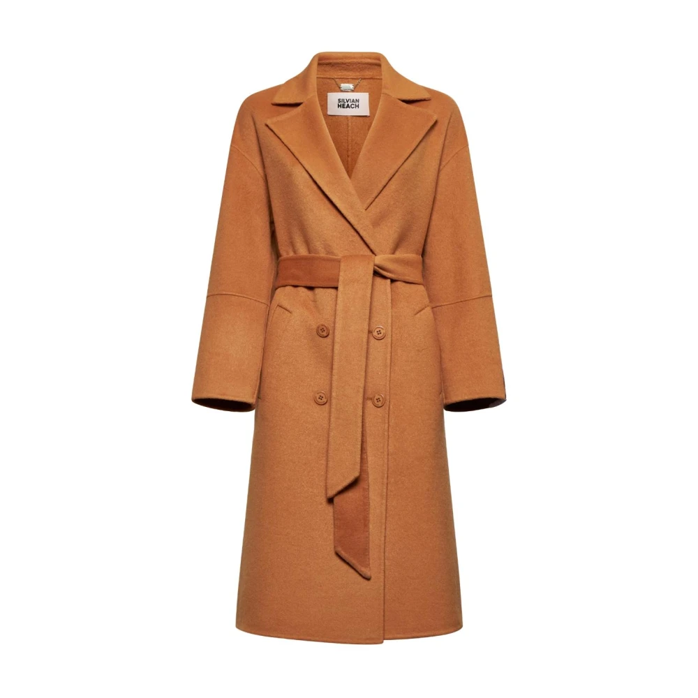 Silvian Heach Mujer Marrón - Abrigo De Doble Botonadura Con Cinturón - Coats - Xs
