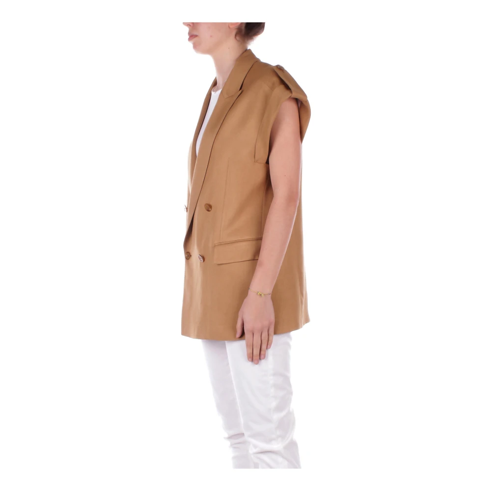 Dondup Bruine Mouwloze Jas met Voorknoppen Brown Dames