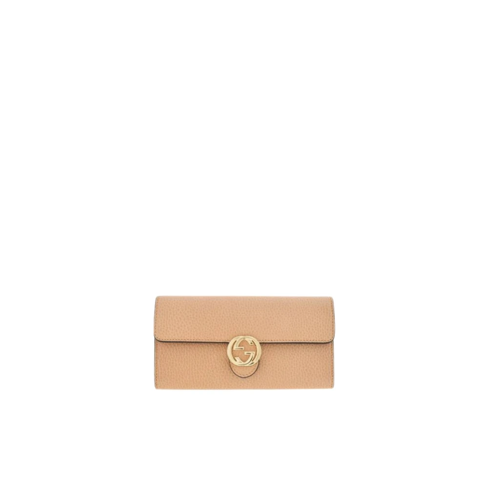 Gucci Beige Interlocking Portemonnee Beige Dames