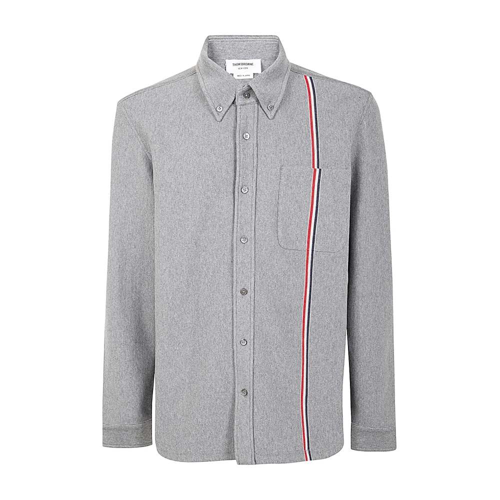Thom Browne Gestreepte shirtjas in dubbelzijdige knit Gray Heren