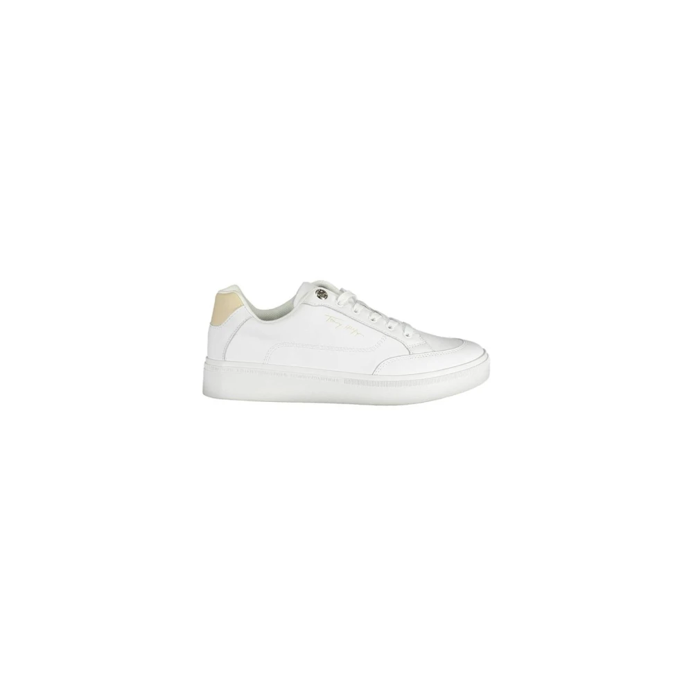 Tommy Hilfiger Women's White Sneakers, 6 Uk, Polyester Laceup Trainers