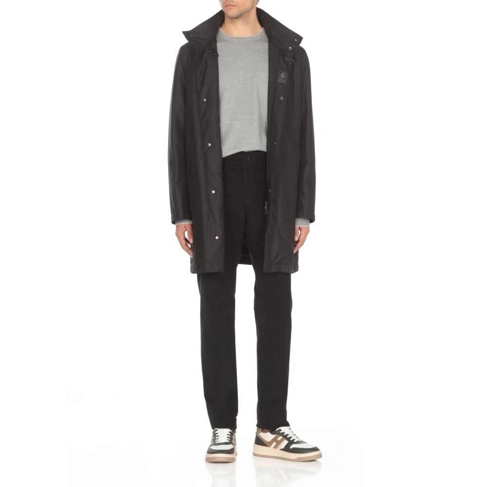 Fay Zwarte Parka Jas met Hoge Hals Black Heren