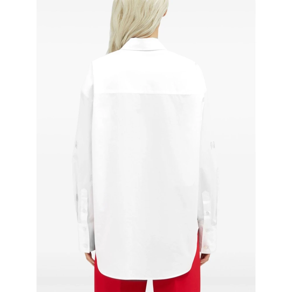 Msgm Witte Katoenen Overhemd met Strass Logo White Dames