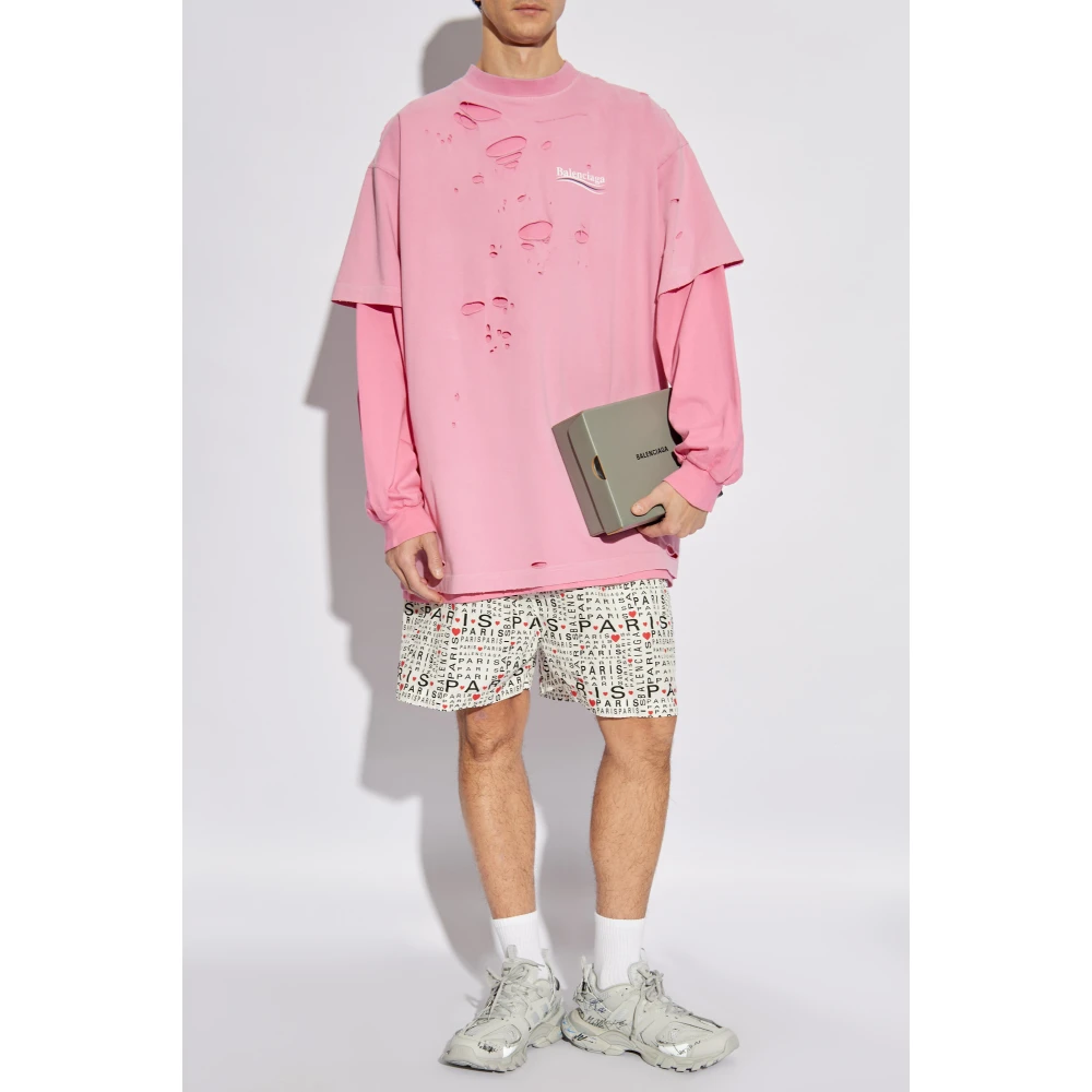 Balenciaga Shorts met logo White Heren