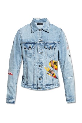 veste-bleue-en-coton-avec-imprime-multicolore