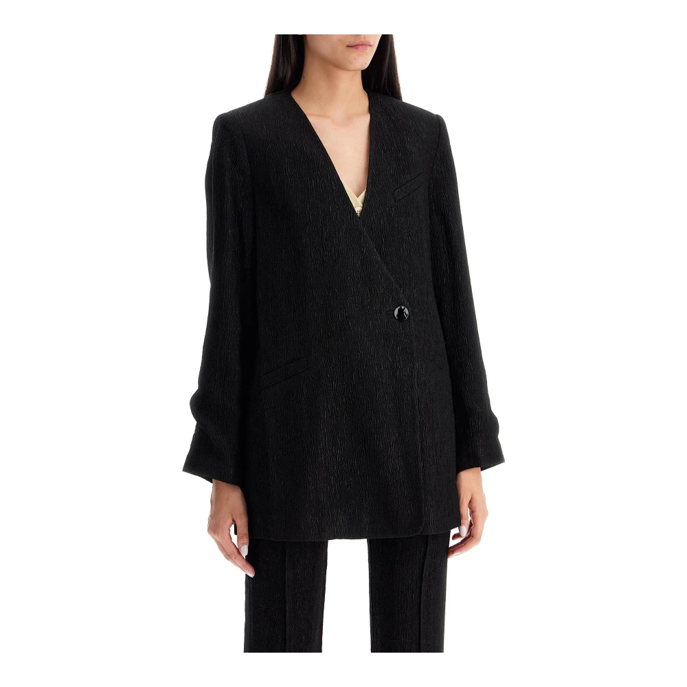 Ganni Gestructureerde Jacquard Blazer Black Dames