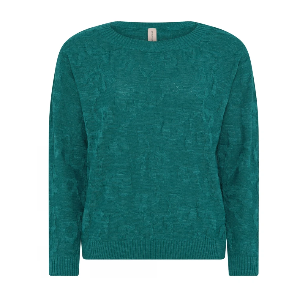 Skovhuus Gestructureerde Twee Kleur Pullover Blouse Green Dames