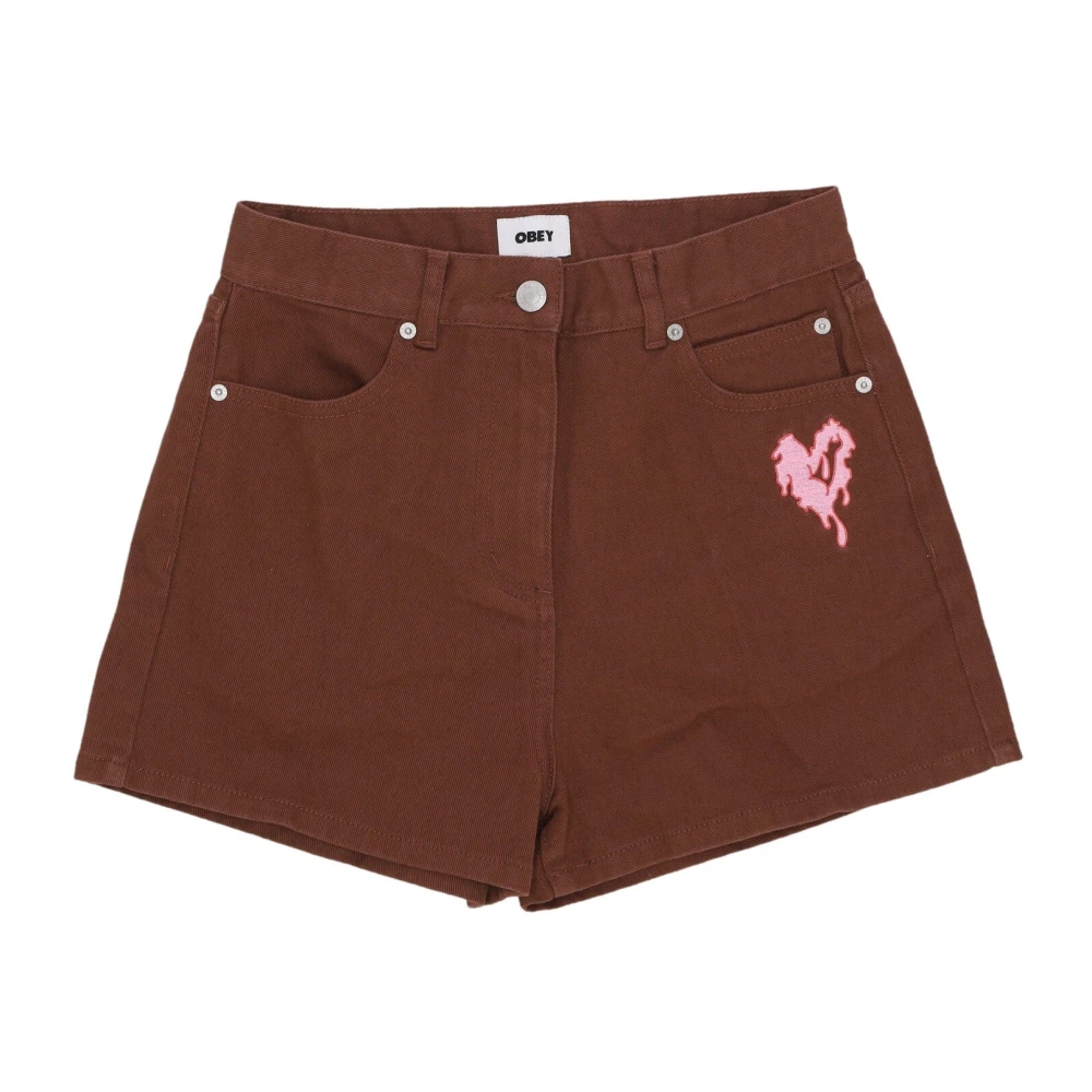 Obey Denim Short Jeans Julia Sepia Brown Dames