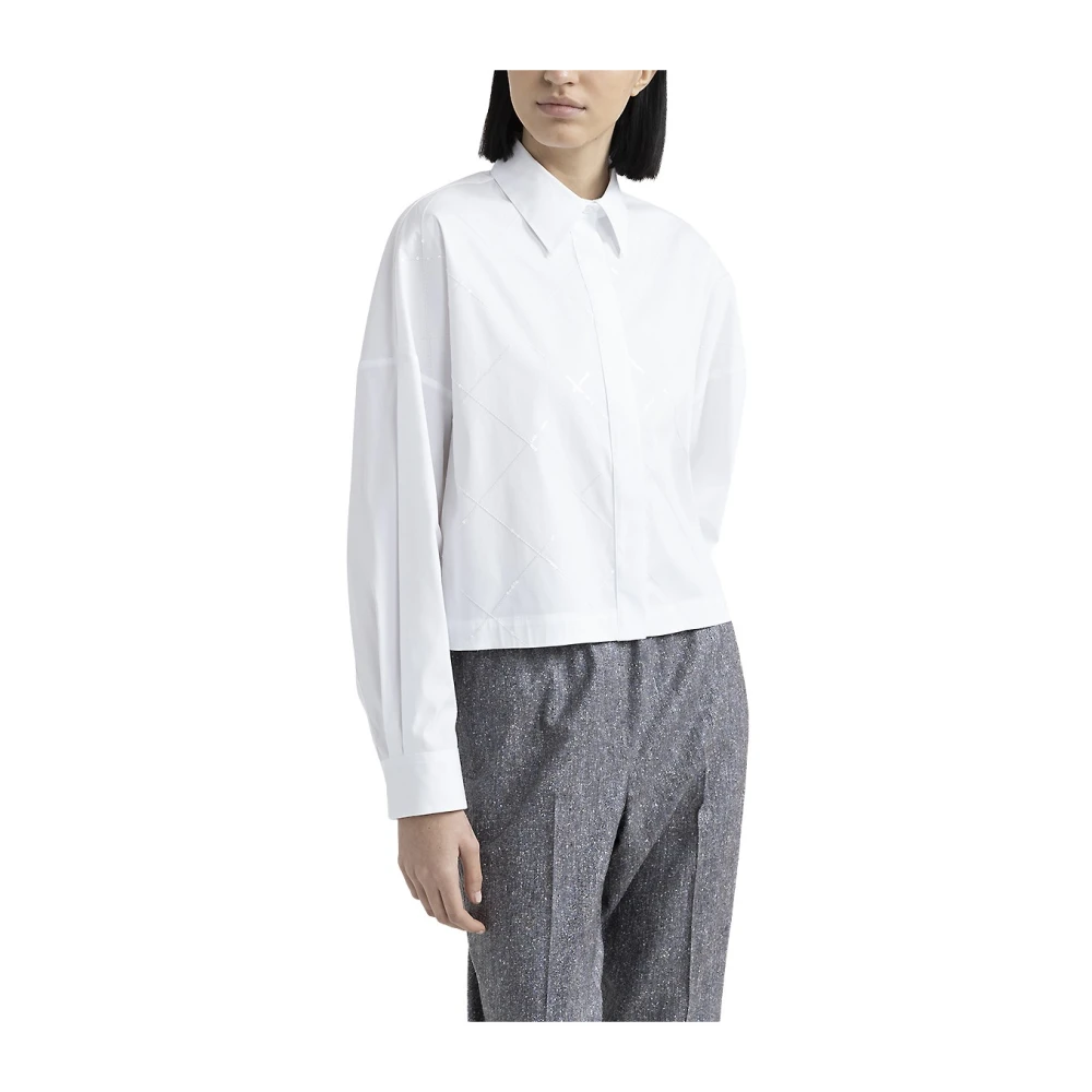 PESERICO Geknipte shirt met pailletten White Dames