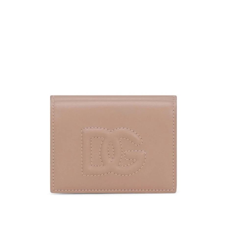 Dolce & Gabbana Gevouwen leren portemonnee met logopreeg Beige Dames
