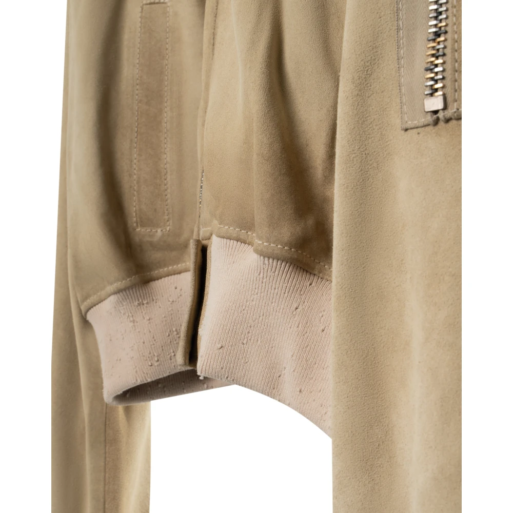 Halfboy Luxe Suede Cropped Bomber Jas Beige Dames