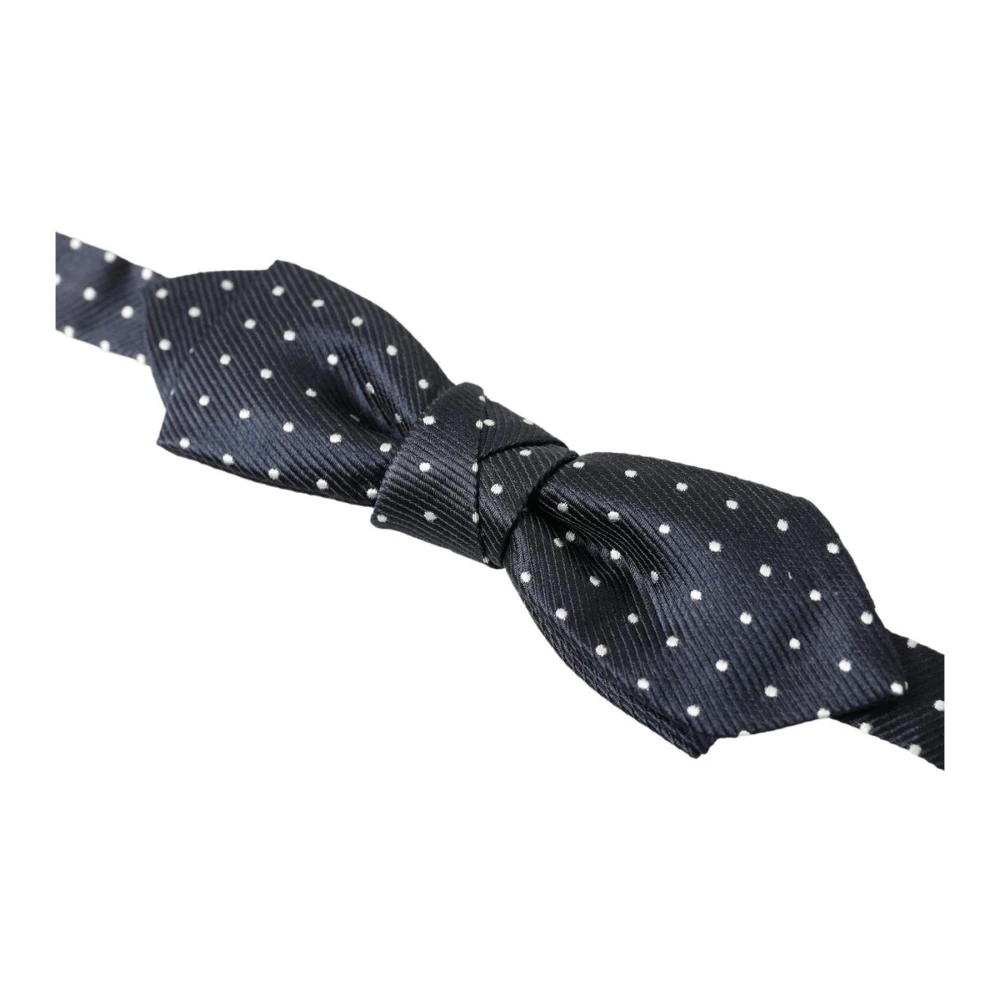 Dolce & Gabbana Blauwe Polka Dot Zijden Strikdas Blue Heren