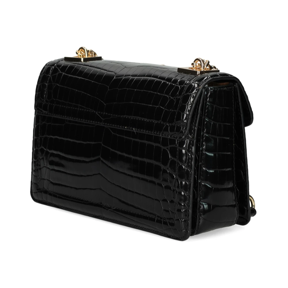 Love Moschino Zwarte Croco Schoudertas voor Vrouwen Black Dames