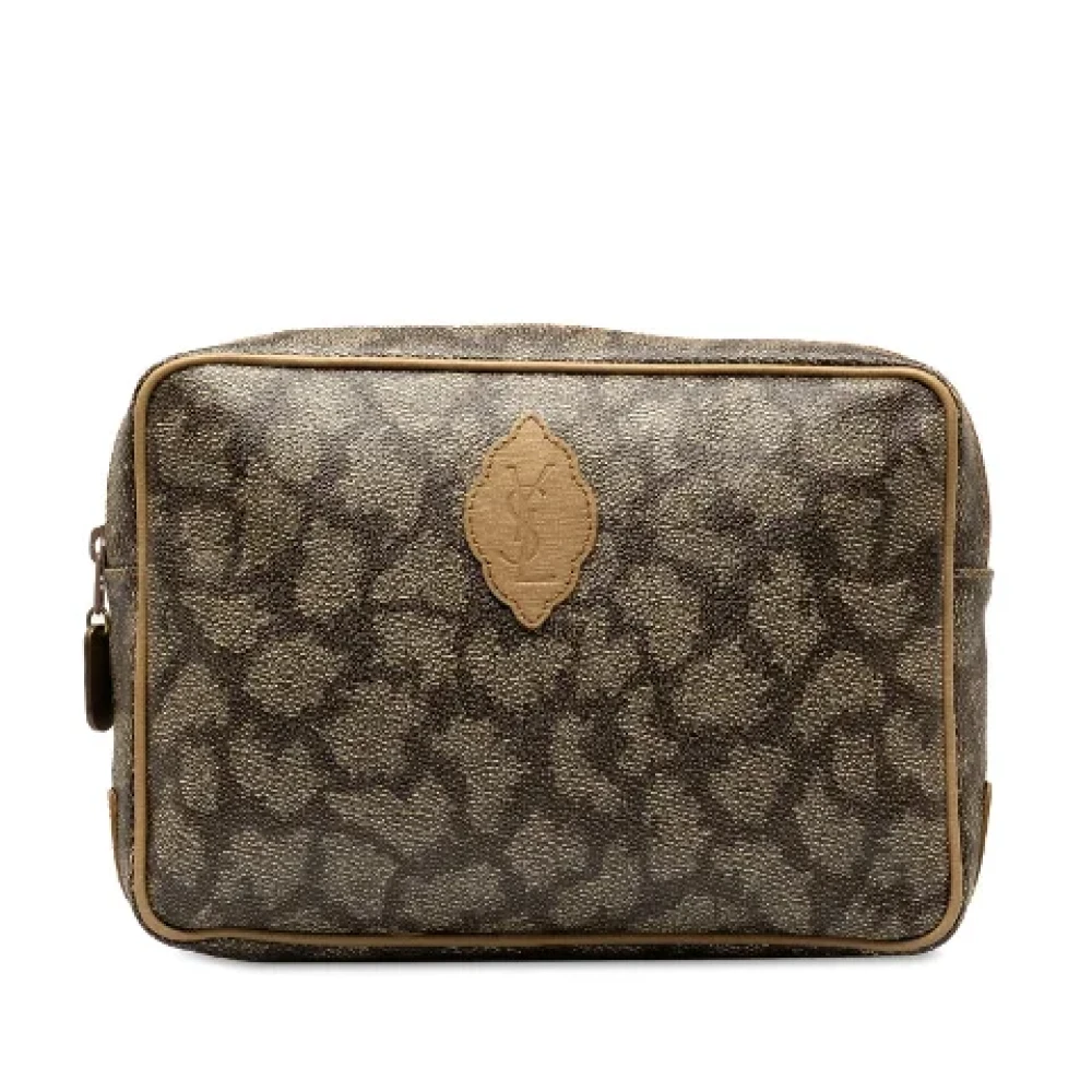 Yves Saint Laurent Vintage Pre-owned Canvas clutches Gray Dames