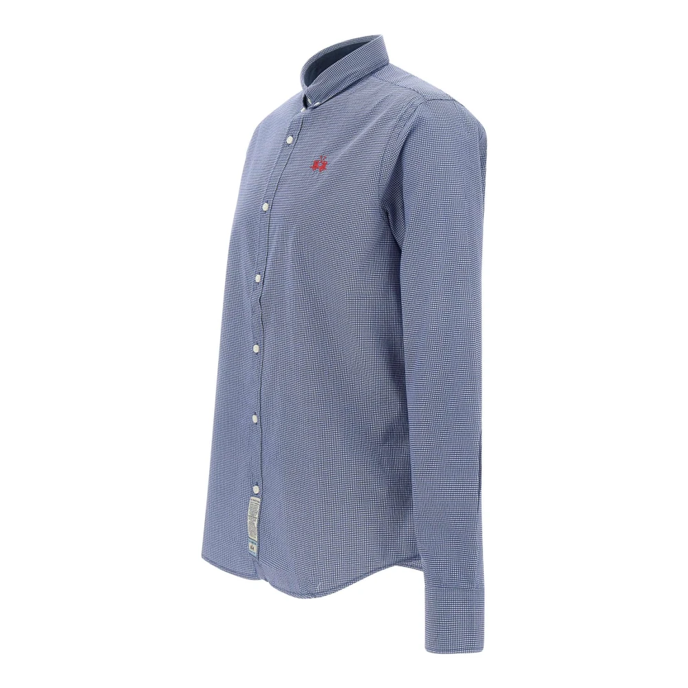 LA MARTINA Blauw Micro Dot Patroon Overhemd Blue Heren