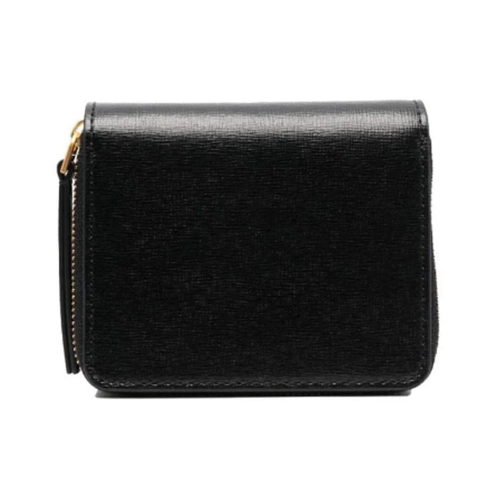 TORY BURCH Zwarte leren portemonnee met meerdere vakken Black Dames