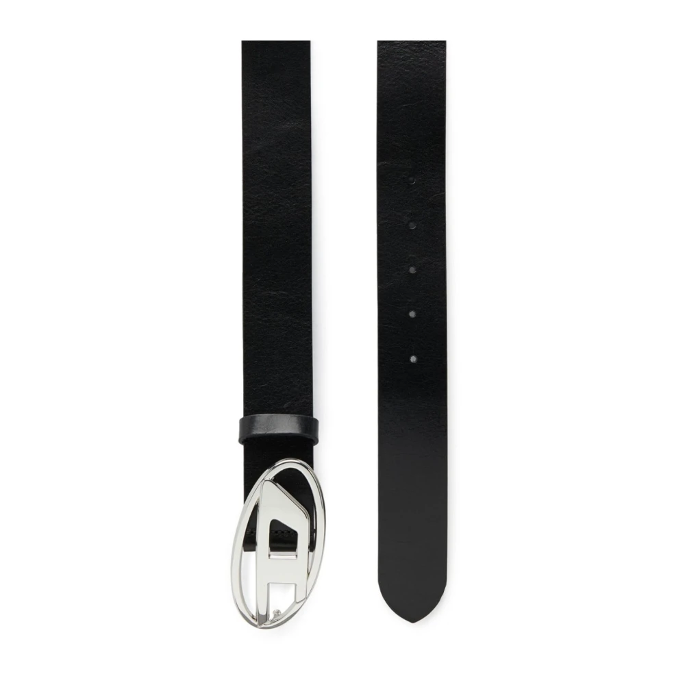 Diesel Zwart Leren Ovaal Gesp Riem Black Dames